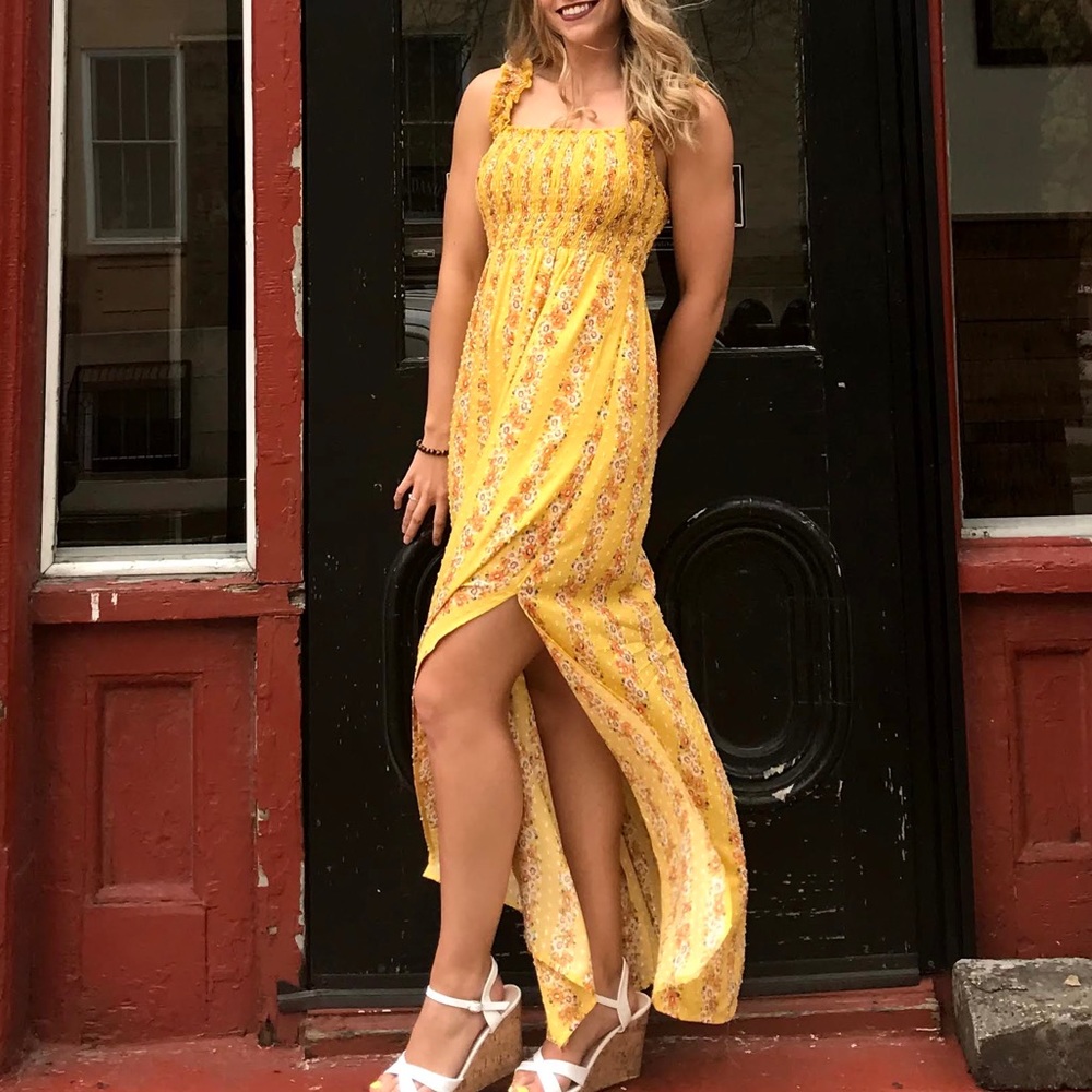 Yellow Floral Maxi Dress